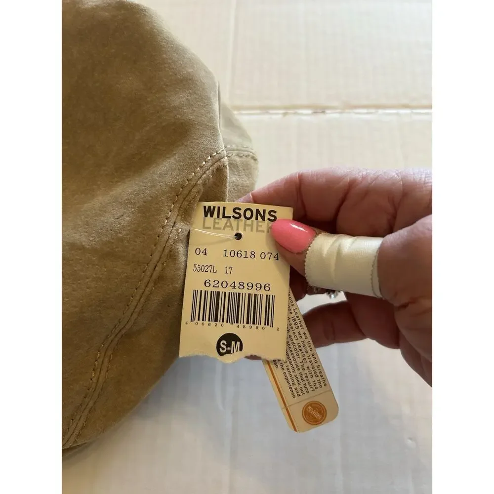 NWT Vintage Wilson's Leather Maxima Tan Suede Newsboy Cap‎ (S/M) biker grunge